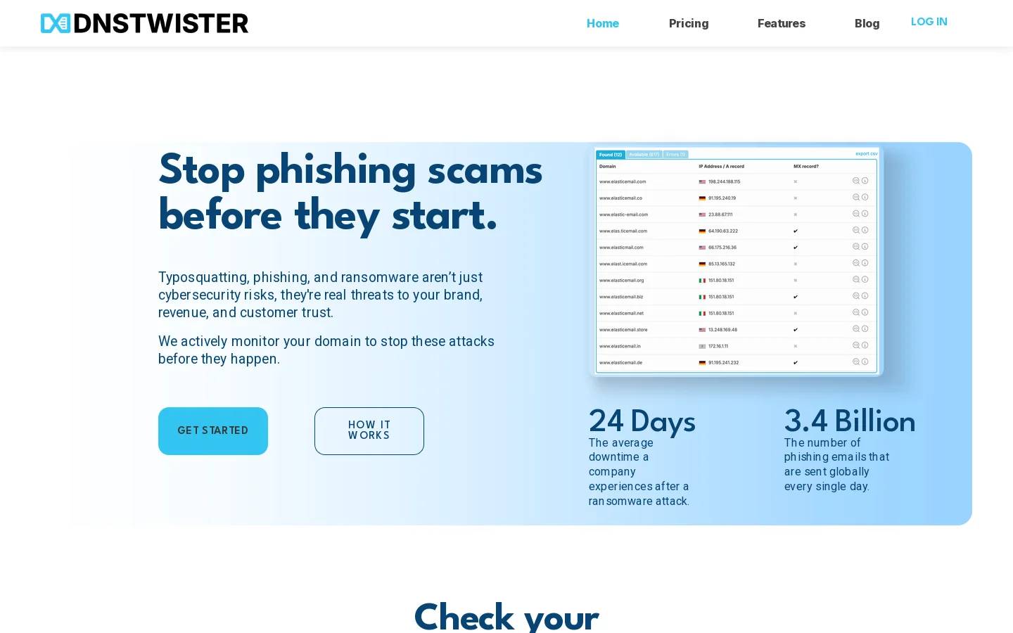 DNS Twister Homepage screenshot