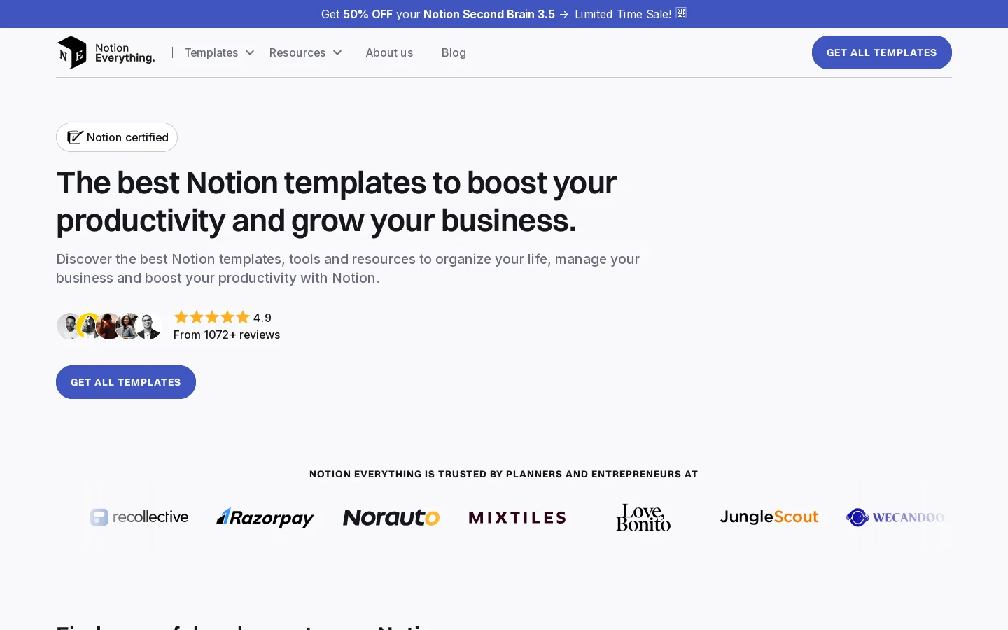 Notion Everything Homepage screenshot