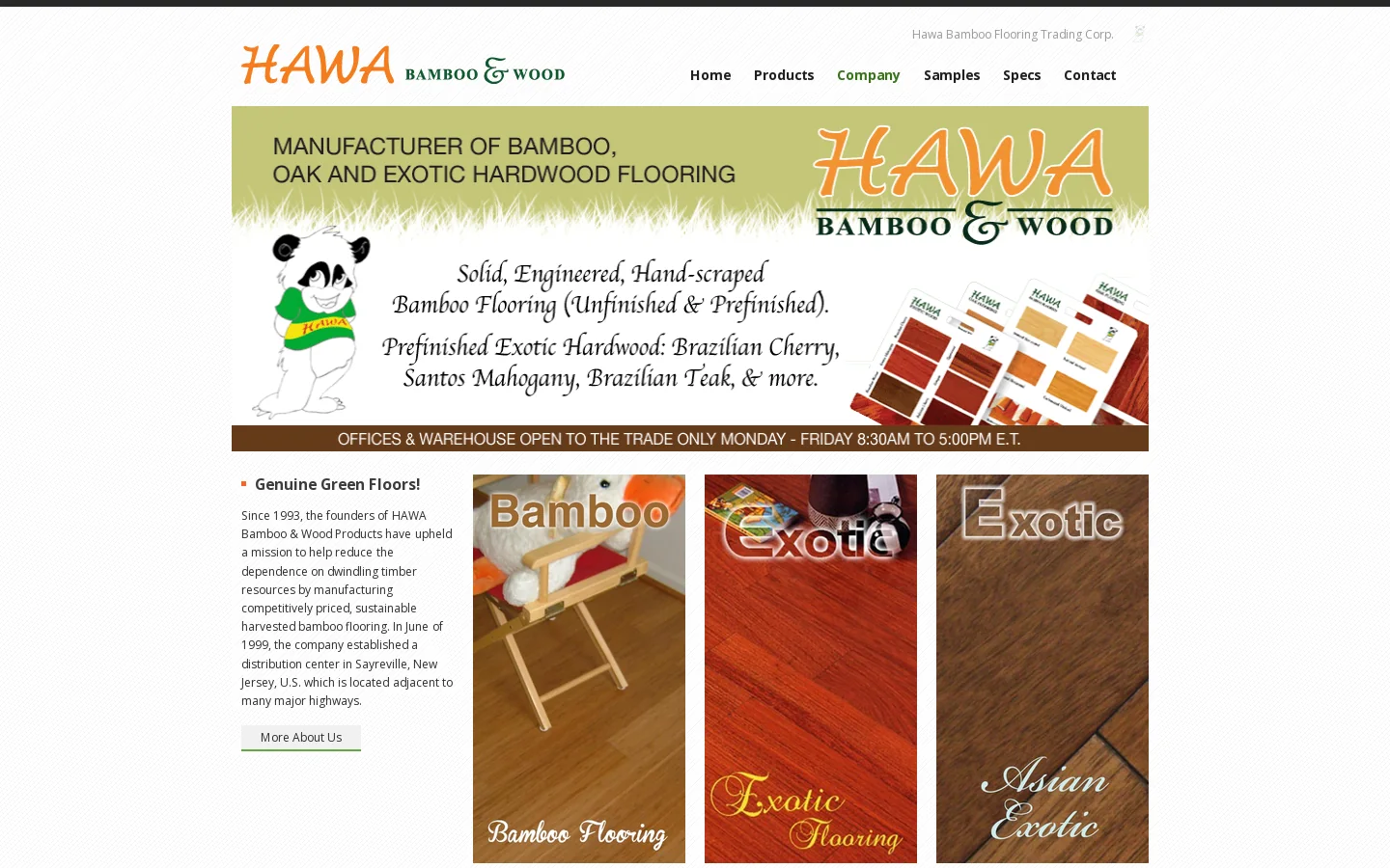 Hawa Bamboo and Exotic Wood Flooring Manufacturers Homepage screenshot
