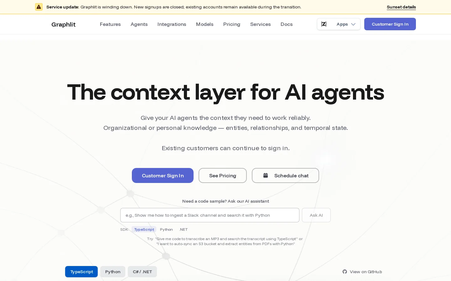 Graphlit Homepage screenshot
