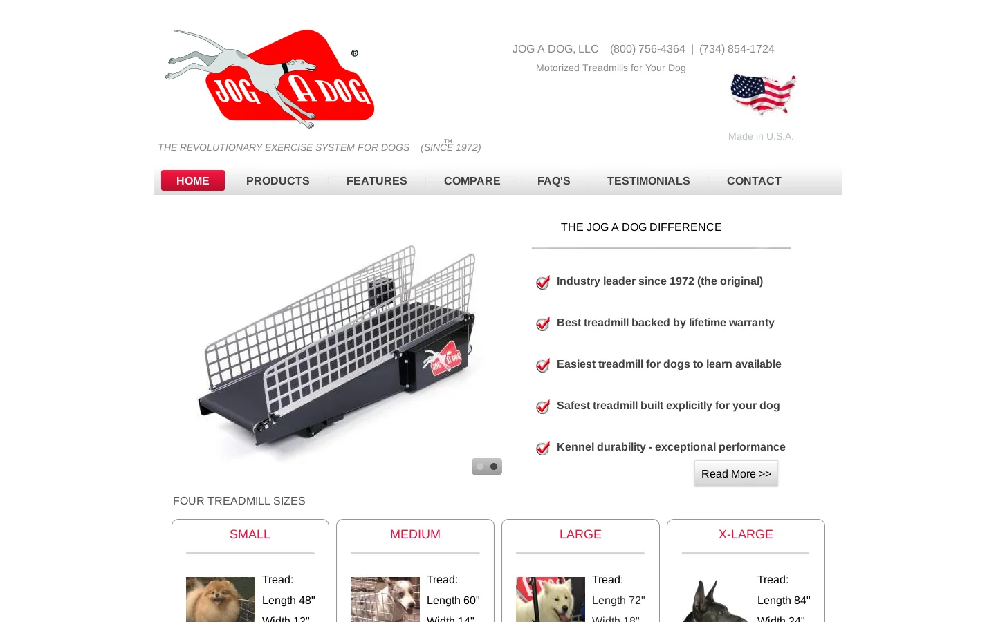 JOG A DOG Treadmill for Dogs Homepage screenshot