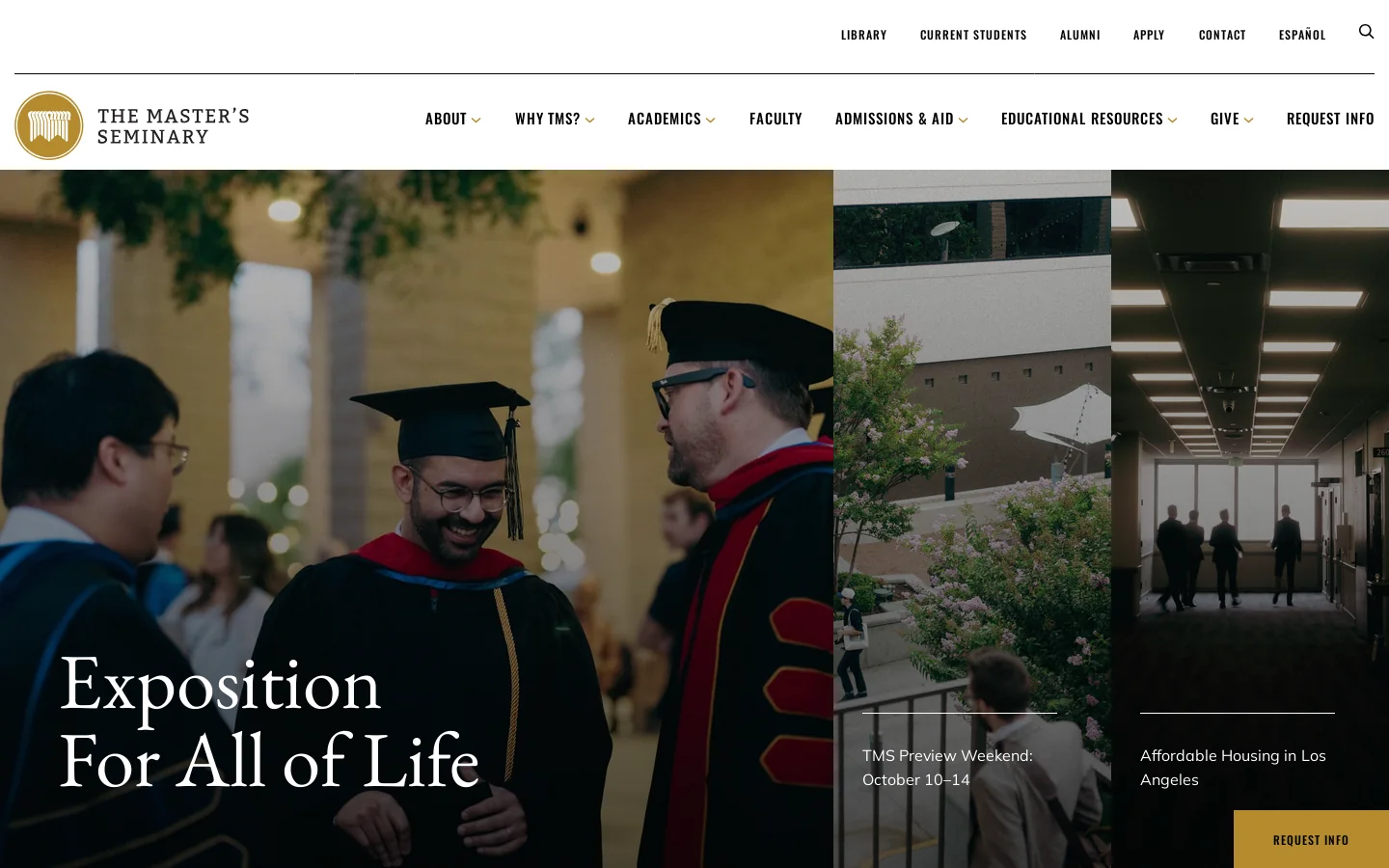 Exposition For All of Life Homepage screenshot