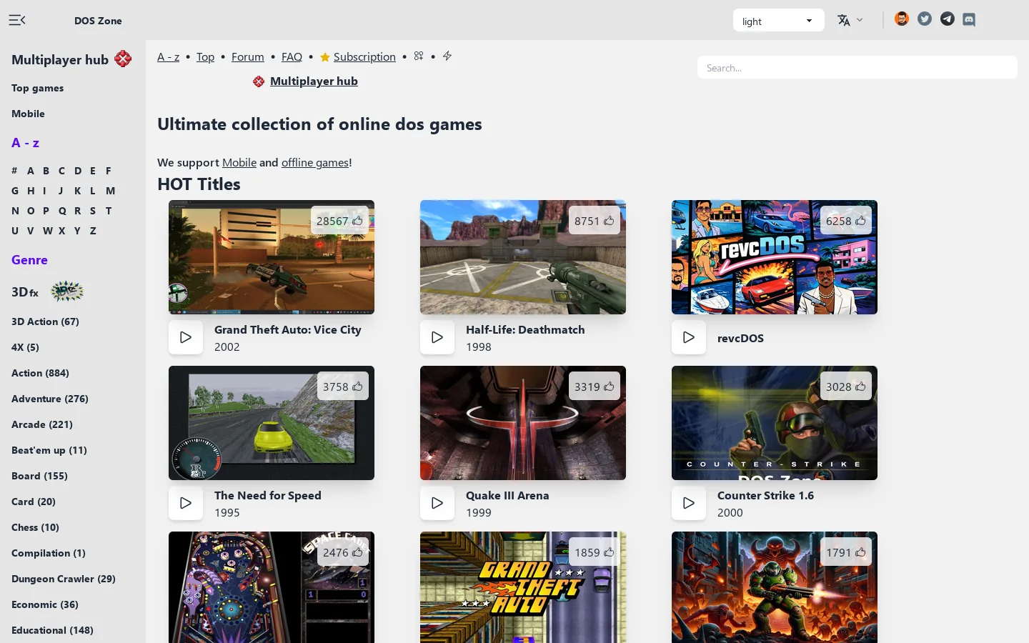 DOS Zone Homepage screenshot