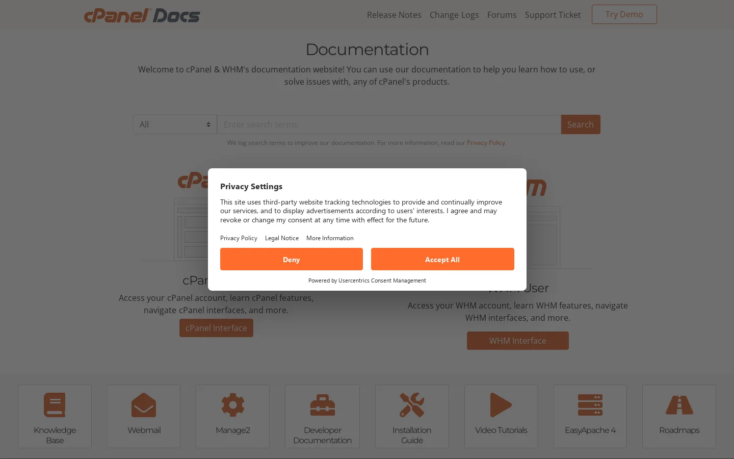 cPanel & WHM Documentation | cPanel & WHM Documentation Homepage screenshot