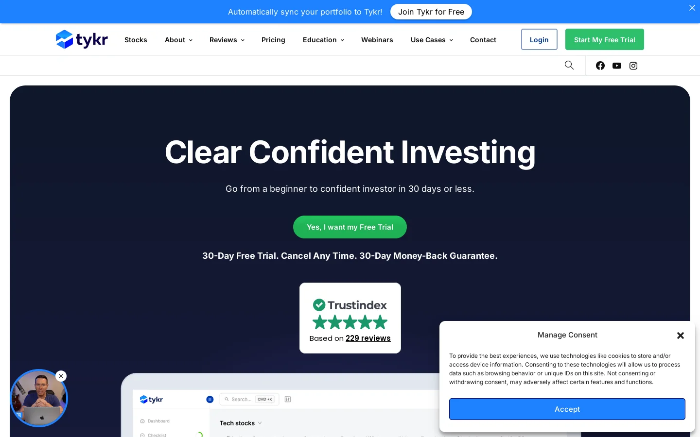 Tykr Homepage screenshot