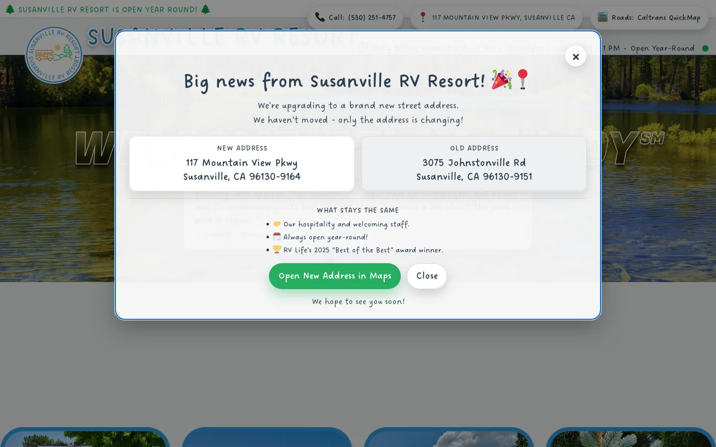 Susanville RV Resort | Clean, Quiet Pull-Through RV Sites in Susanville, CA Homepage screenshot