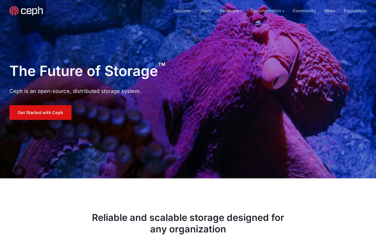 Ceph.io Homepage screenshot