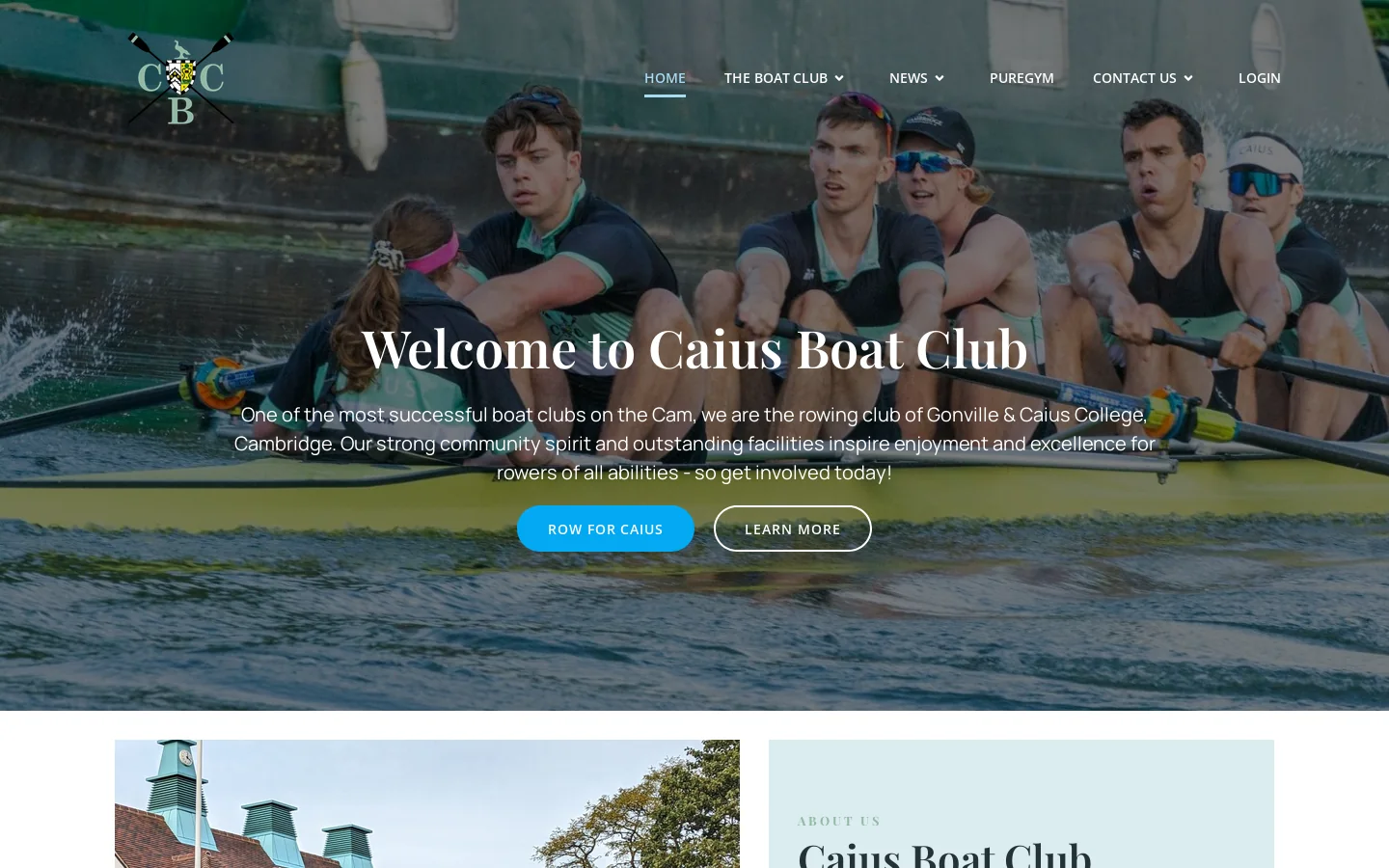 Caius Boat Club Homepage screenshot