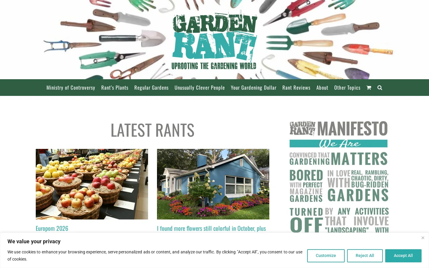 GardenRant Homepage screenshot