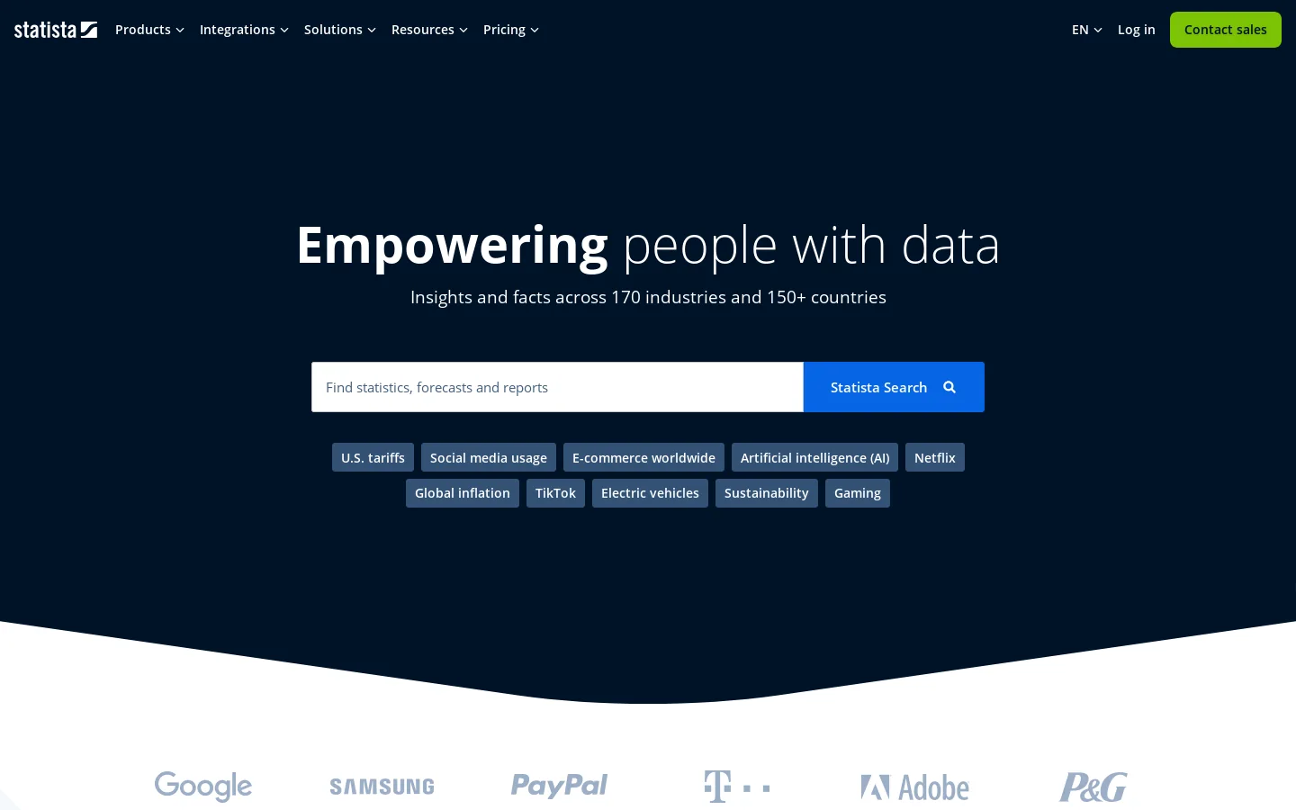 Statista Homepage screenshot