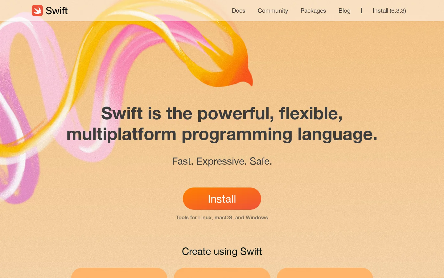 Swift Programming Language Homepage screenshot