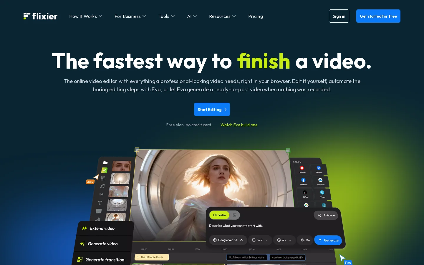 Flixier Homepage screenshot