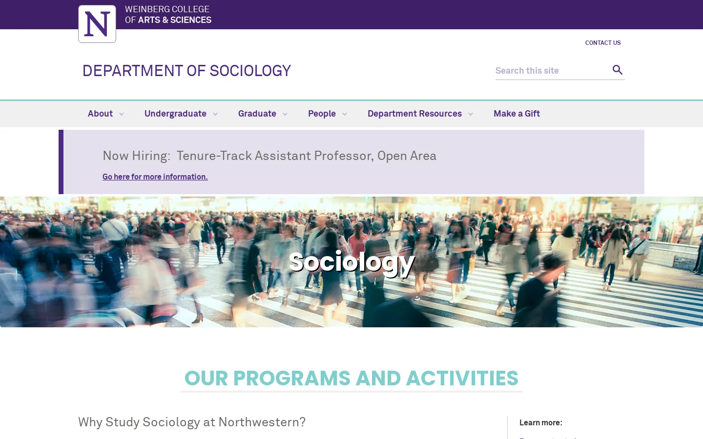 Department of Sociology - Northwestern University Homepage screenshot