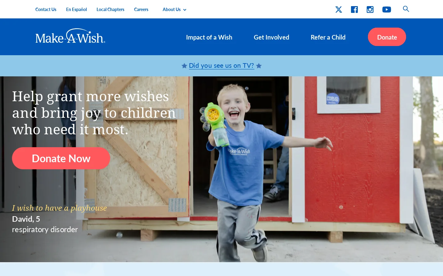Make-A-Wish® Eastern North Carolina | Make-A-Wish Homepage screenshot