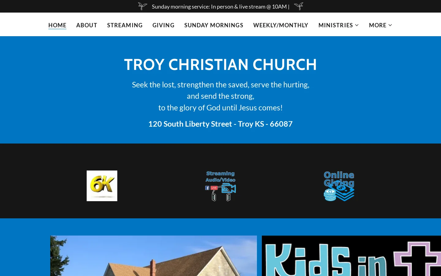 Troy Christian Church Homepage screenshot