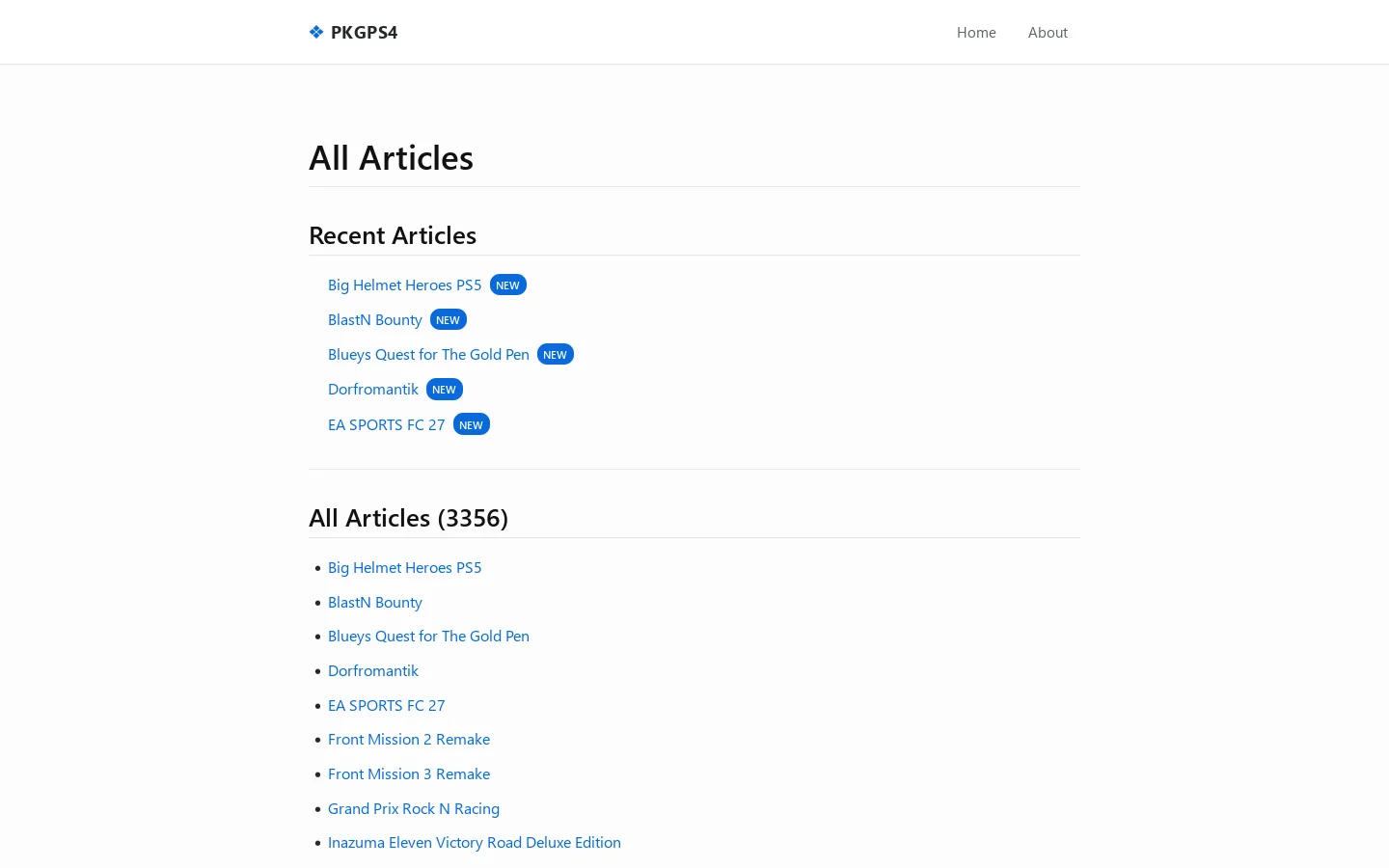 PKGPS4 Homepage screenshot