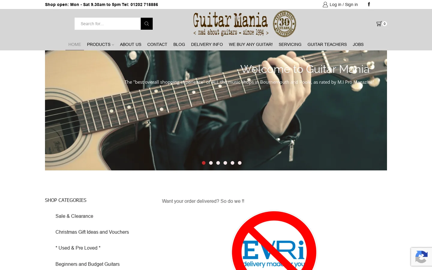 Guitar Mania Homepage screenshot