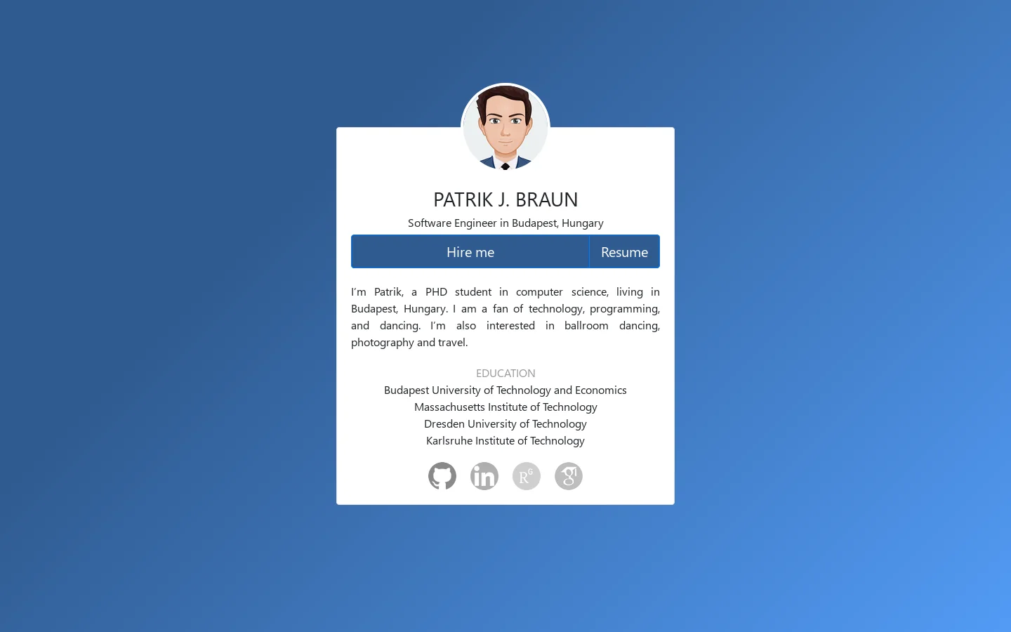 Patrik J. Braun Homepage screenshot