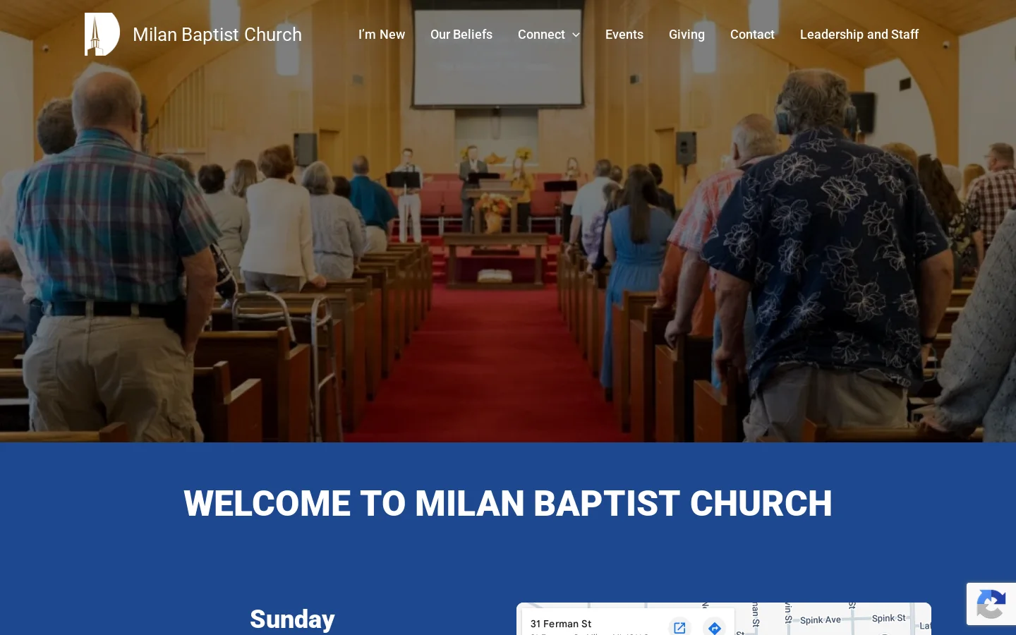 Milan Baptist Church Homepage screenshot