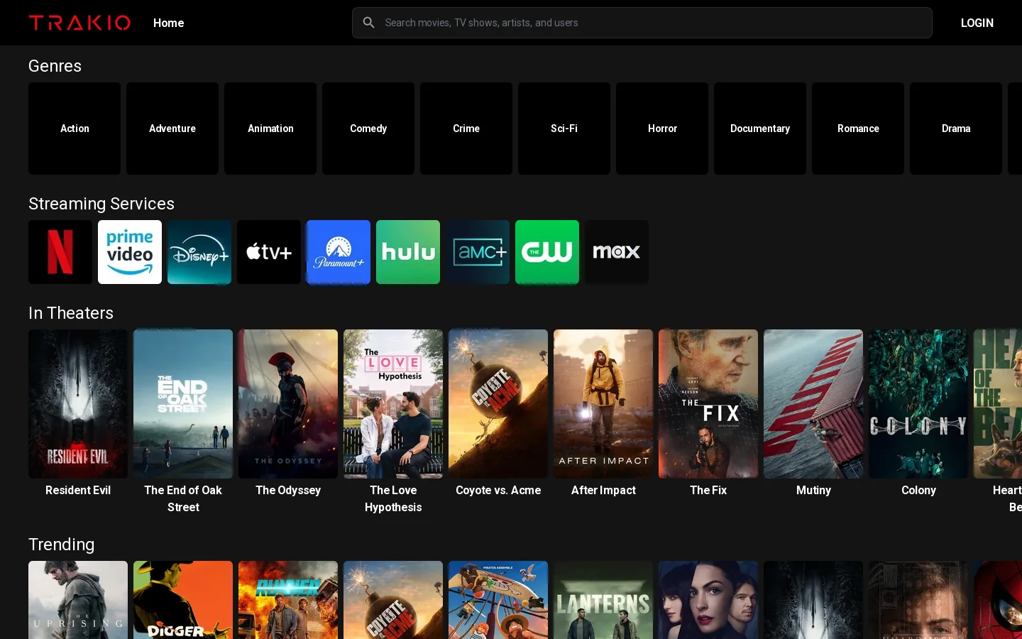 Trakio Homepage screenshot