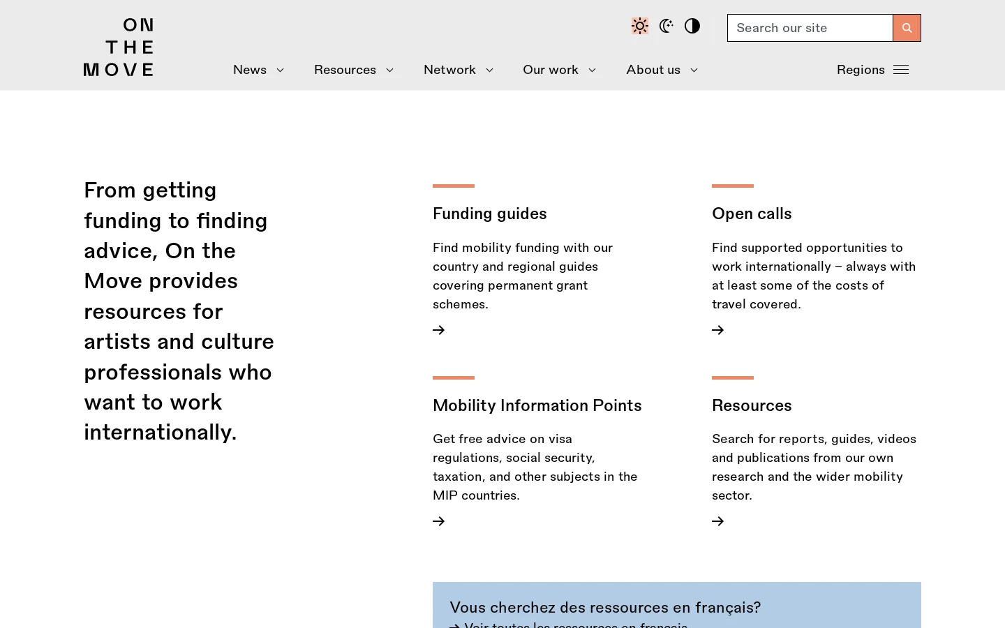 On the Move Homepage screenshot