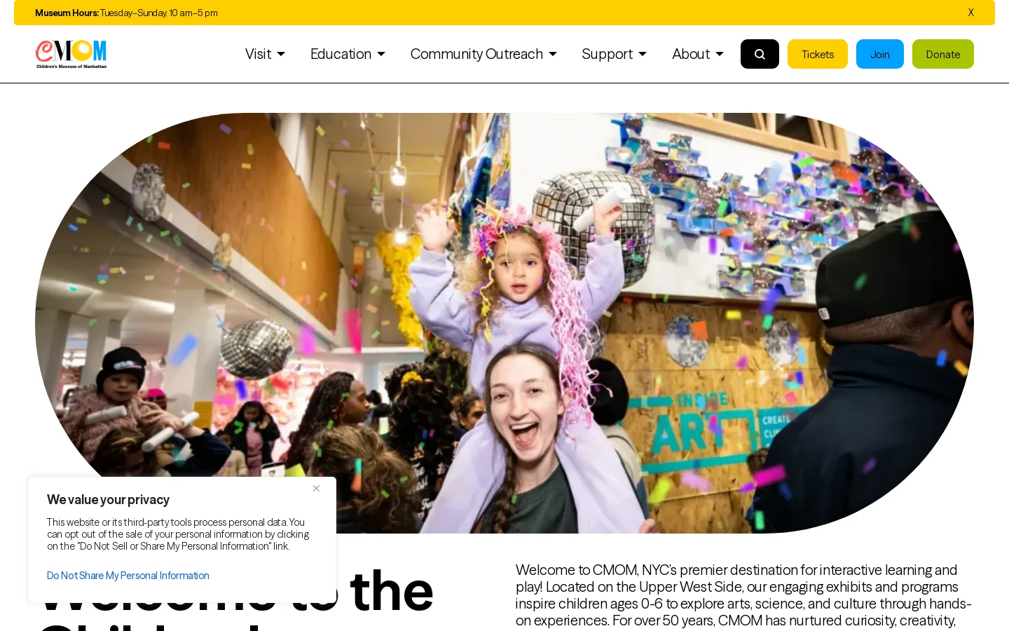 Children's Museum of Manhattan Homepage screenshot