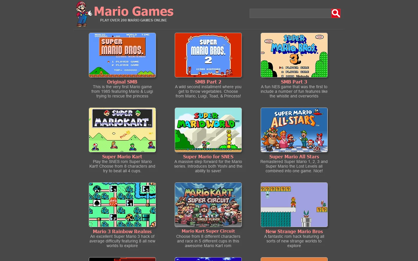 MARIO GAMES - Play Super Mario Games Online, FREE! Homepage screenshot