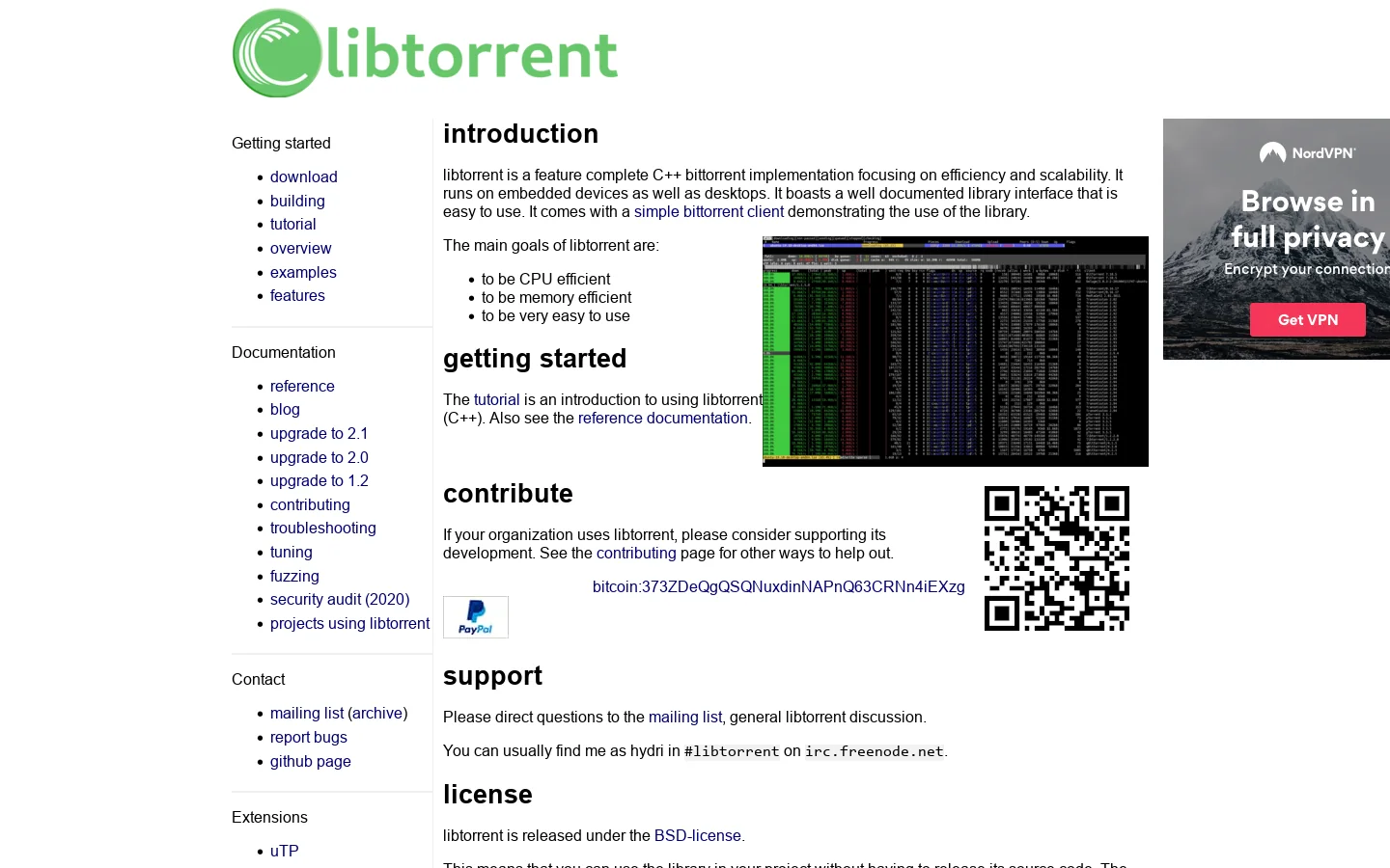 libtorrent Homepage screenshot