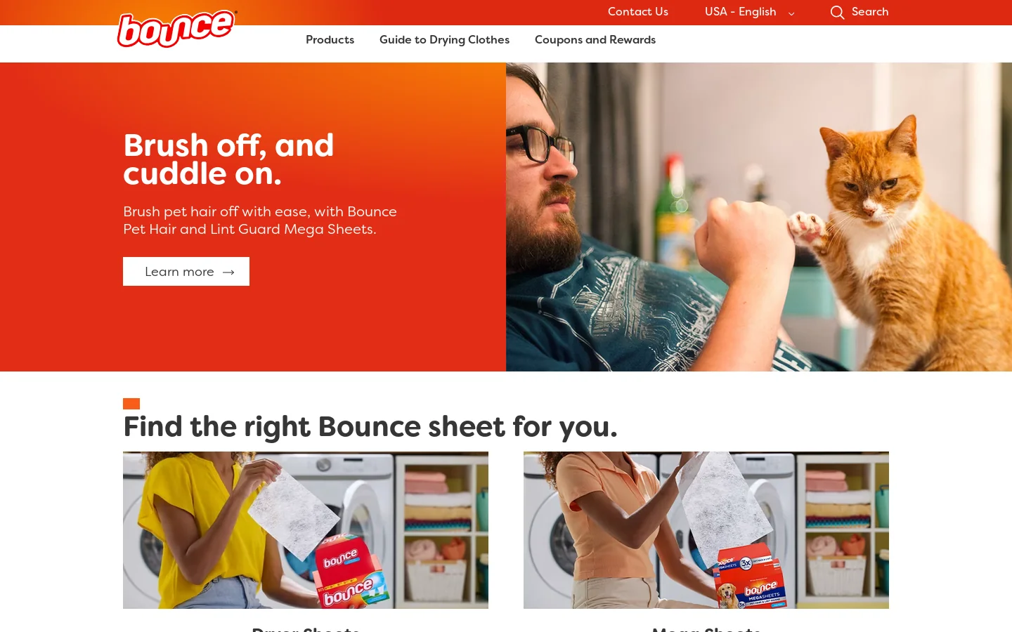 Bounce - Dryer Sheets and Mega Sheets Homepage screenshot