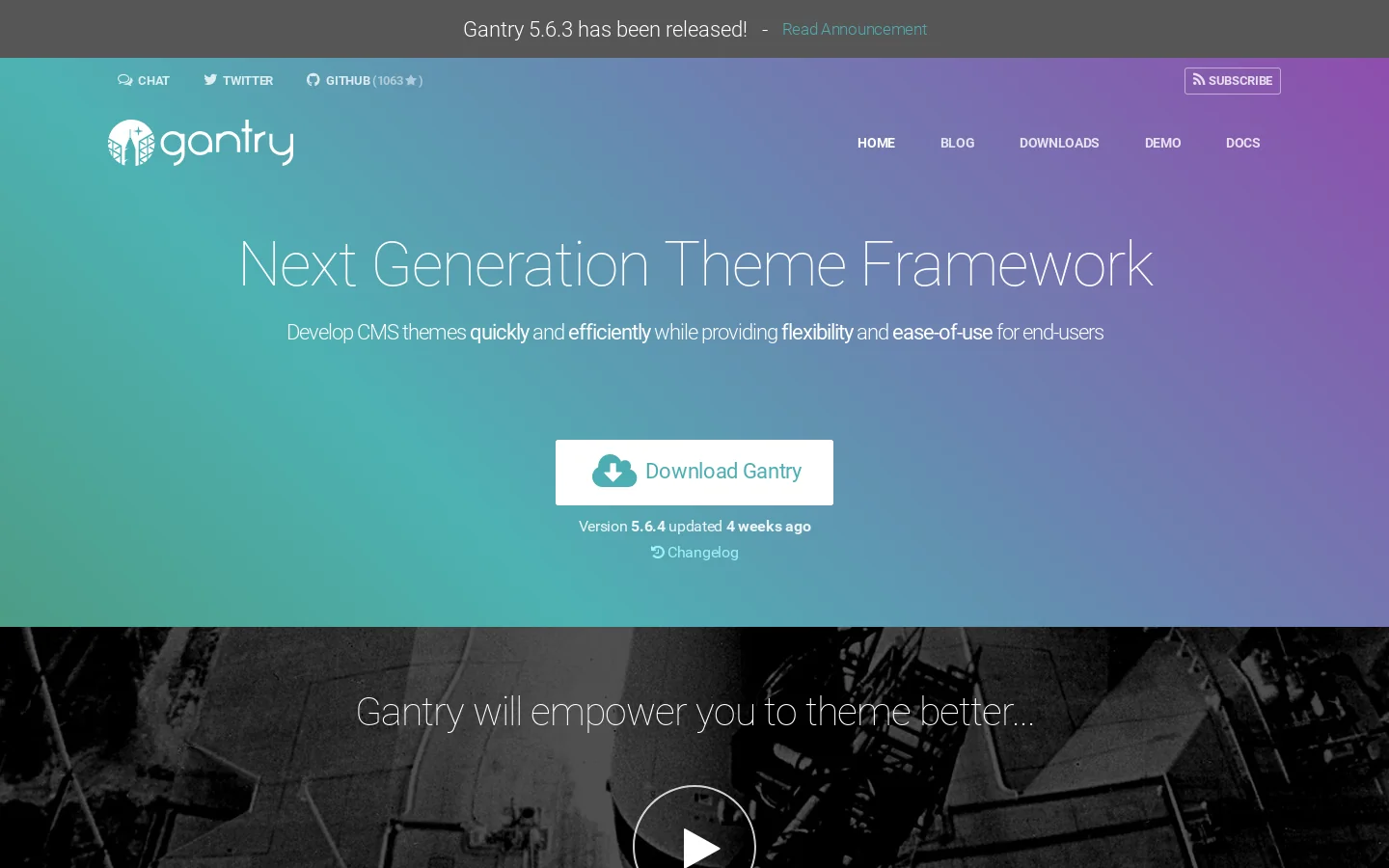 Gantry Homepage screenshot