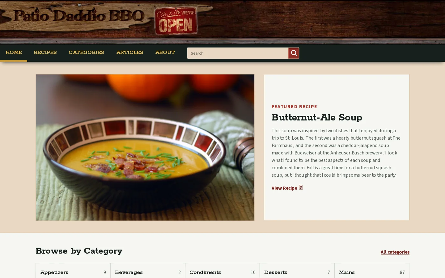 Patio Daddio BBQ Homepage screenshot
