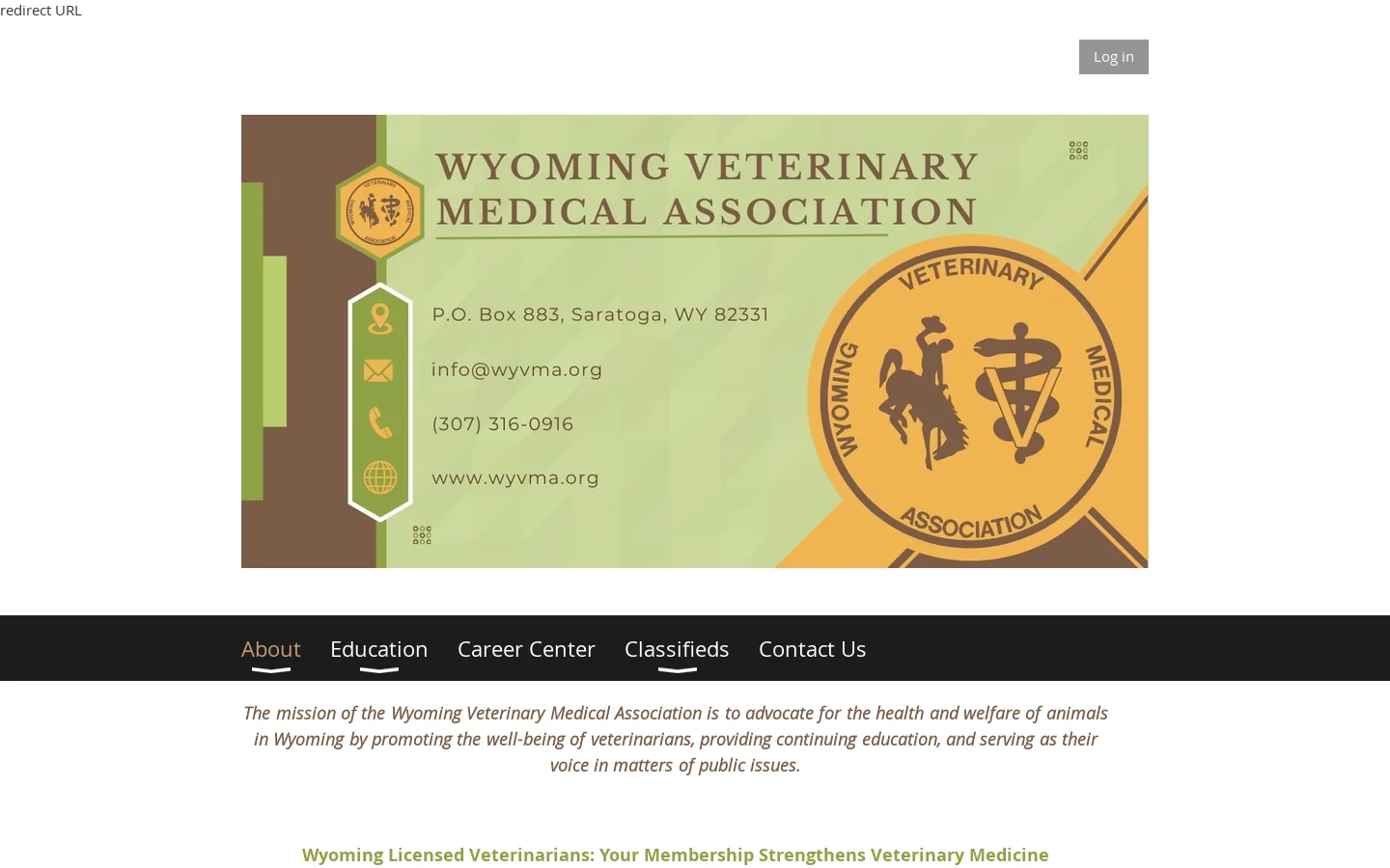 Wyoming Veterinary Medical Association - About Homepage screenshot