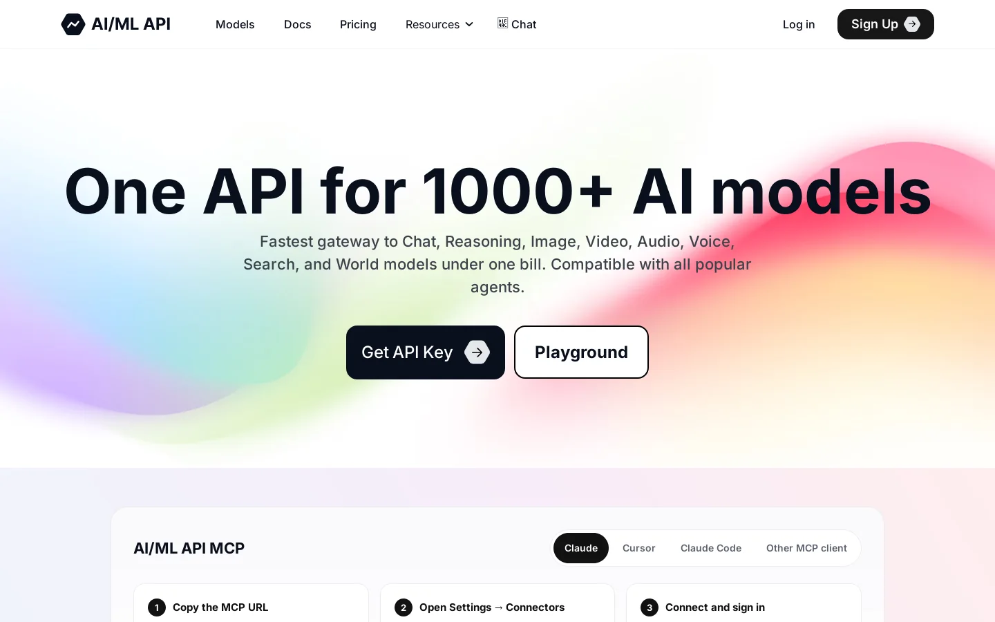 Latest AI Models in One API: GPT, Gemini, Claude & 1000+ Models | Best AI API Homepage screenshot