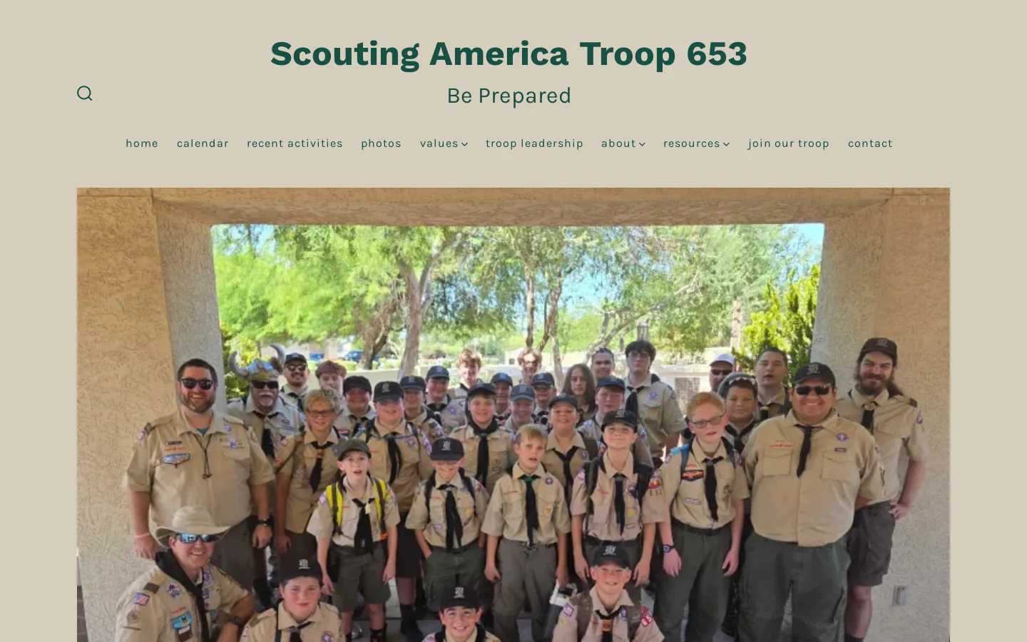 Scouting America Troop 653 – Be Prepared Homepage screenshot