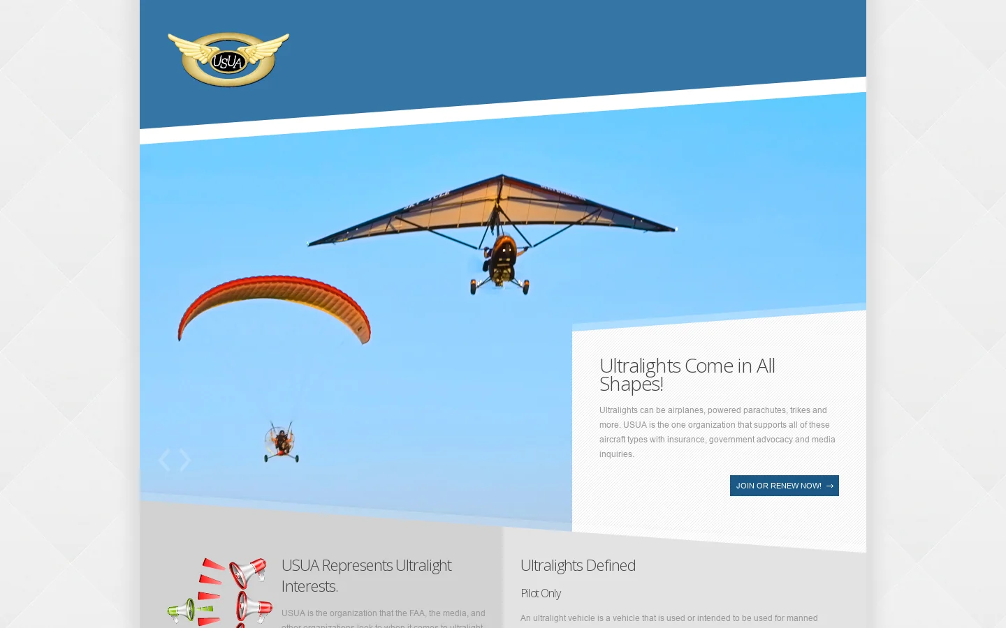 USUA Homepage screenshot