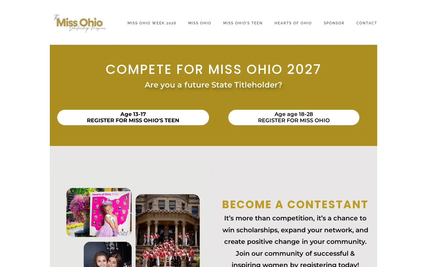 Miss Ohio Pageant for MO Homepage screenshot