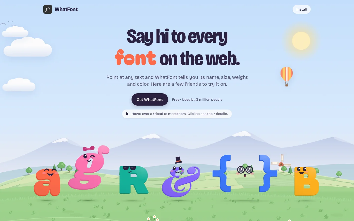 WhatFont: identify fonts on any webpage Homepage screenshot