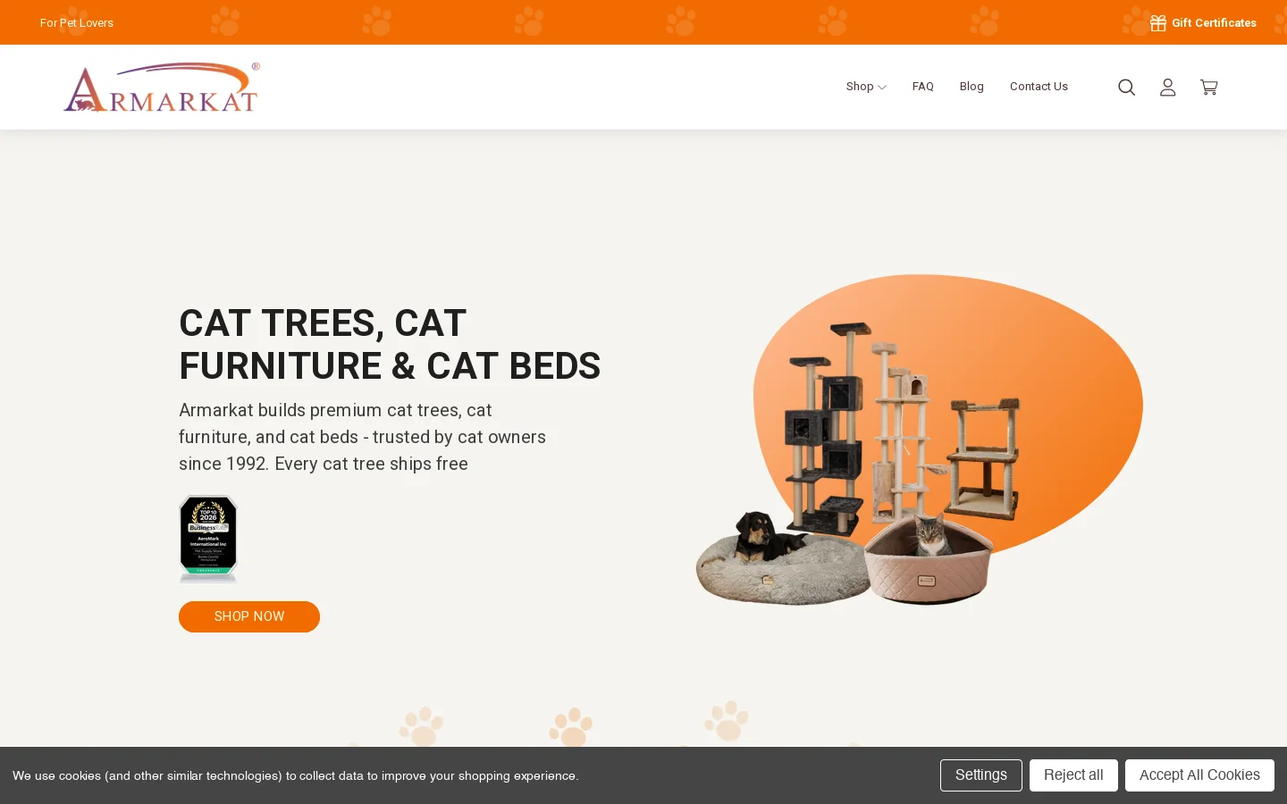 Armarkat Homepage screenshot