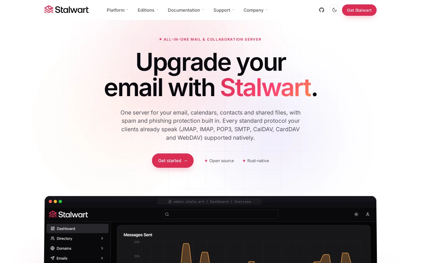 Stalwart Mail & Collaboration Server Homepage screenshot