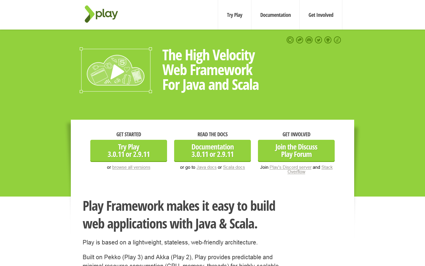 Play Framework Homepage screenshot