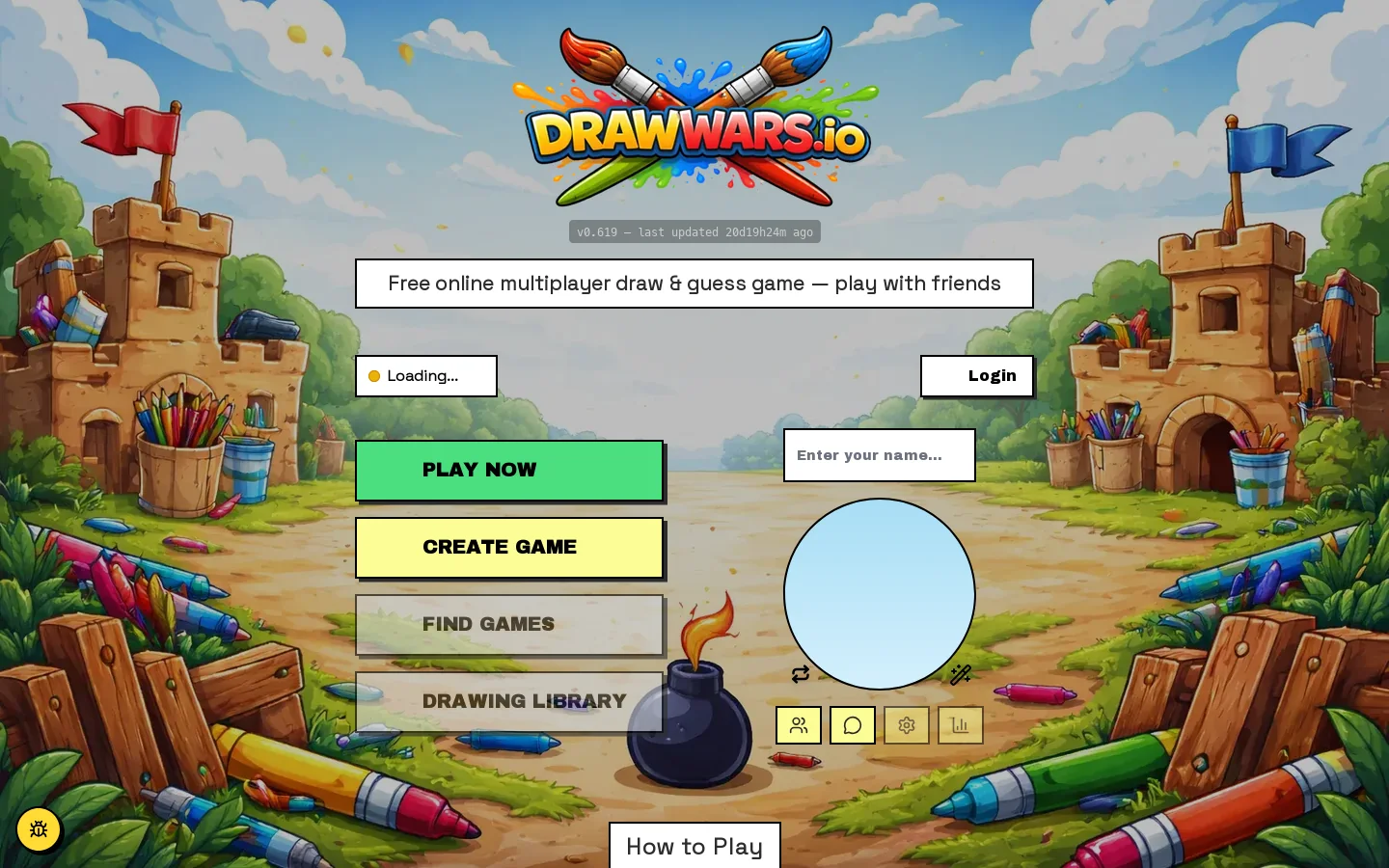 DrawWars.io Homepage screenshot