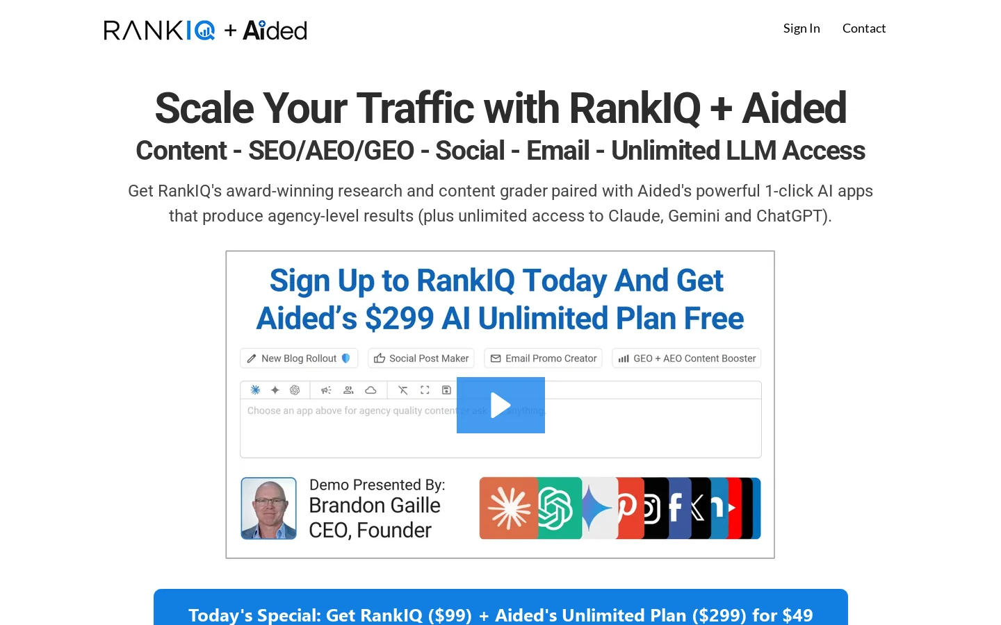 RankIQ Homepage screenshot