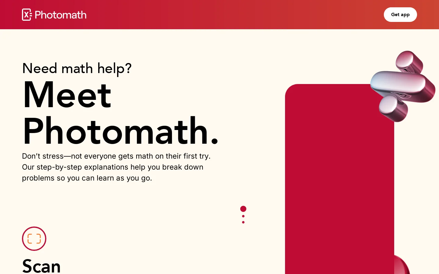 Photomath Homepage screenshot