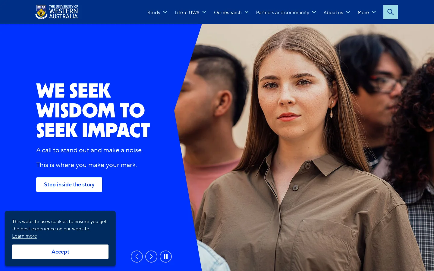 UWA Homepage screenshot