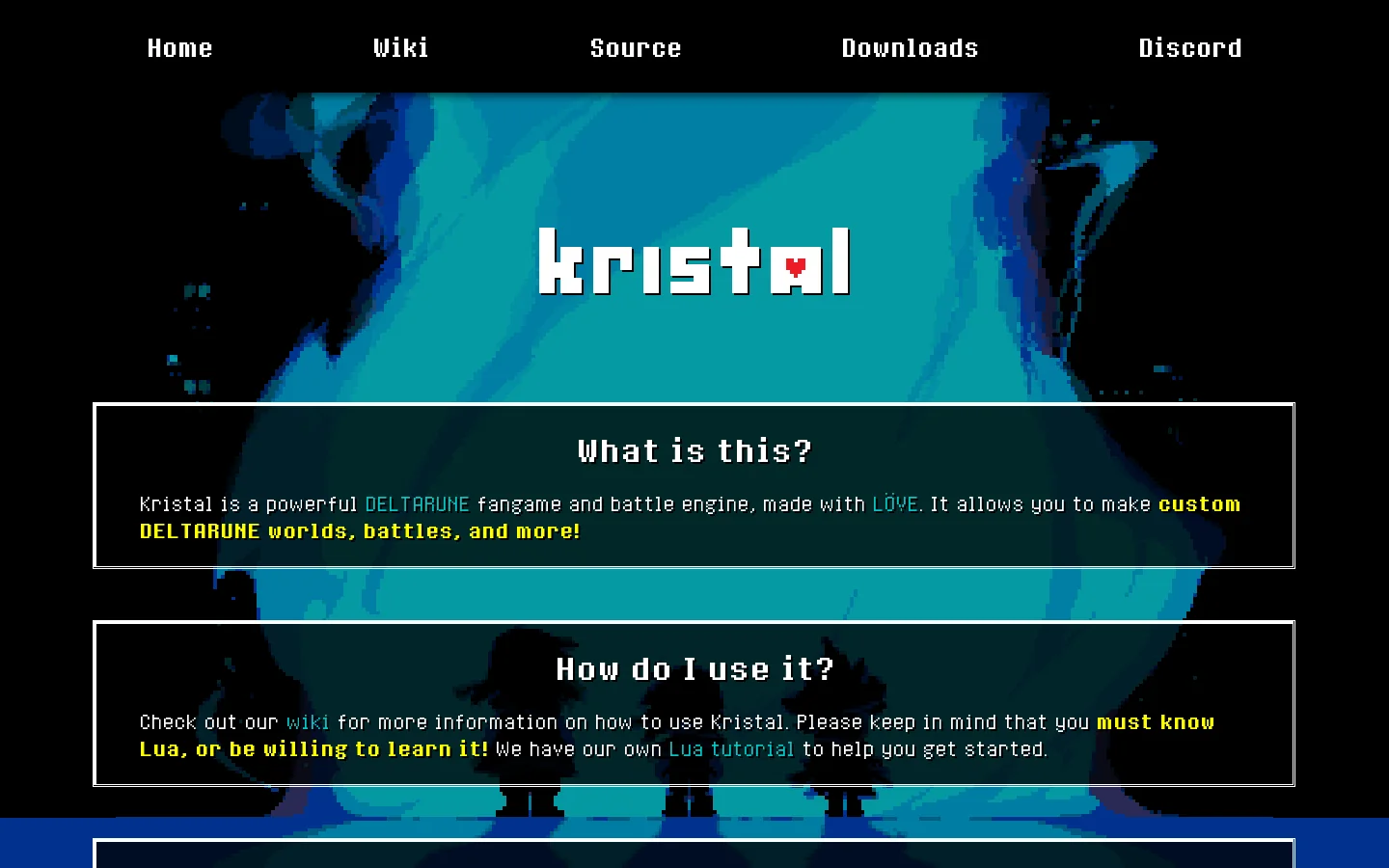 Kristal Homepage screenshot