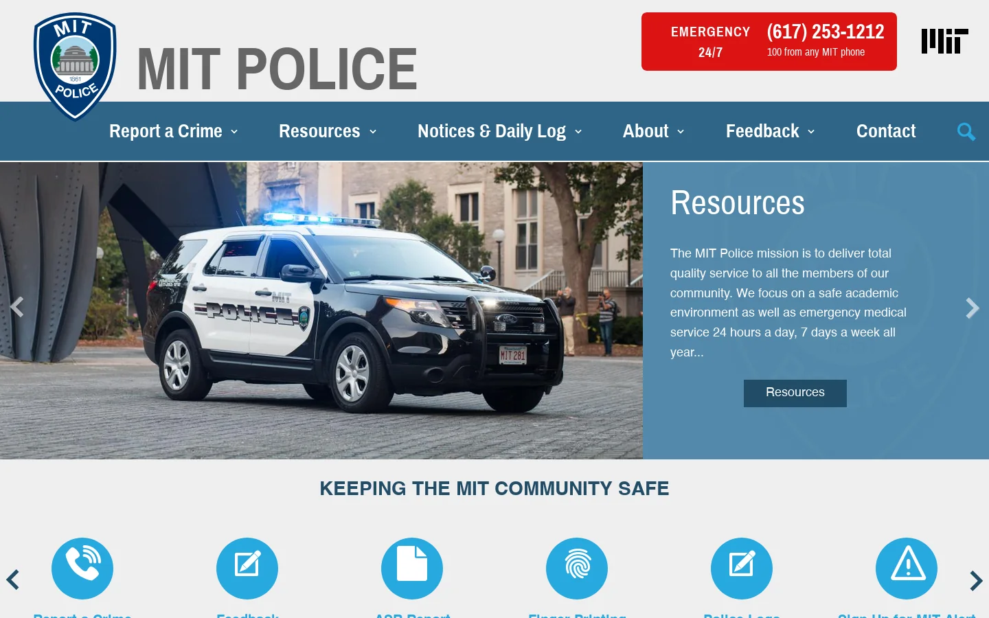 MIT Police | Home Homepage screenshot