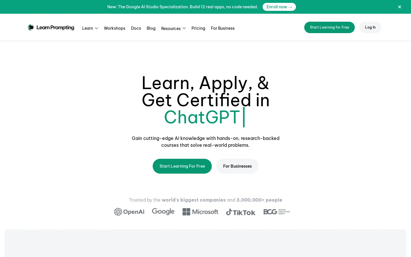 Learn Prompting Homepage screenshot