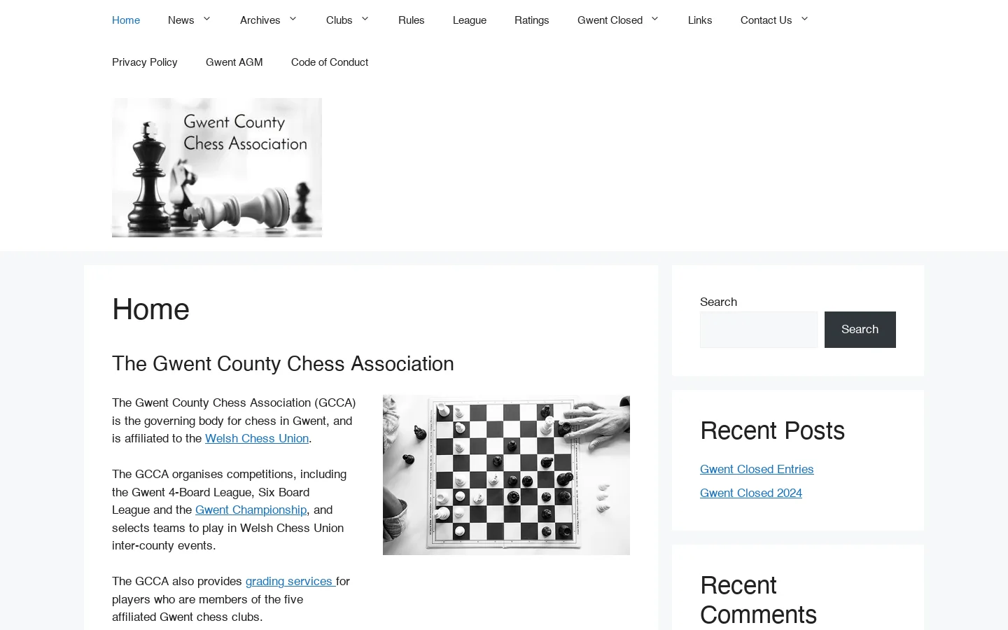 Gwent County Chess Association – WordPress site for the Gwent County Chess Association Homepage screenshot