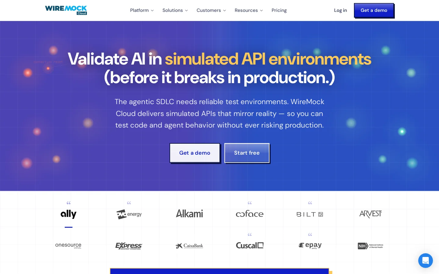 WireMock Cloud Homepage screenshot