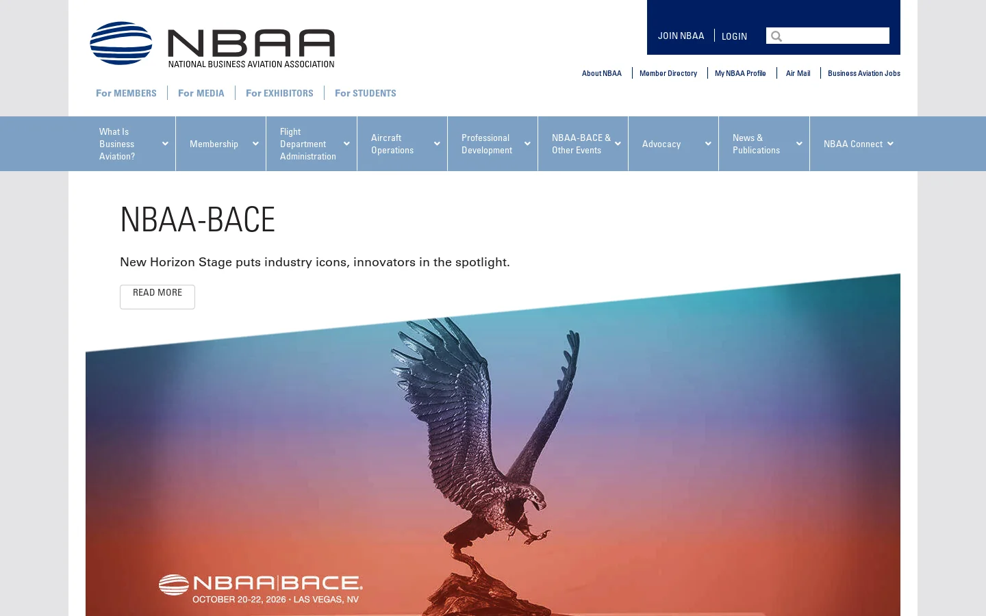 NBAA Homepage screenshot